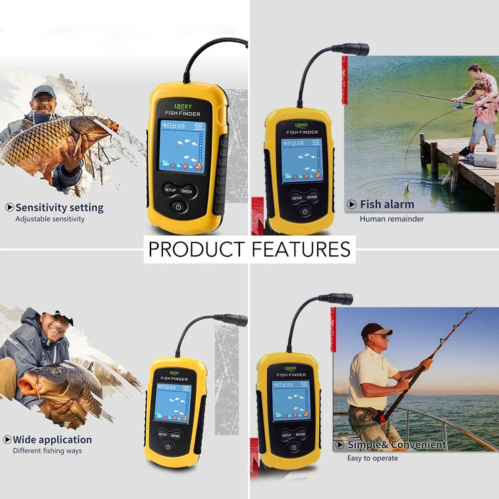 Lucky LCD Color Screen Portabl - Fish Finder Transducer ulasan dan harga